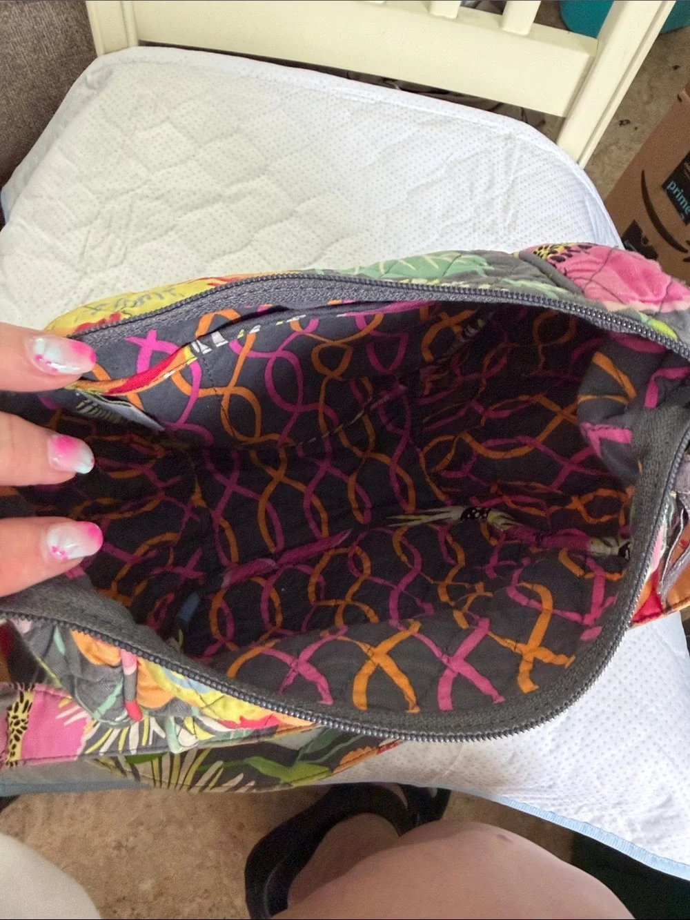 Vera Bradley Quilted Floral Shoulder Bag in Gray Multicolor